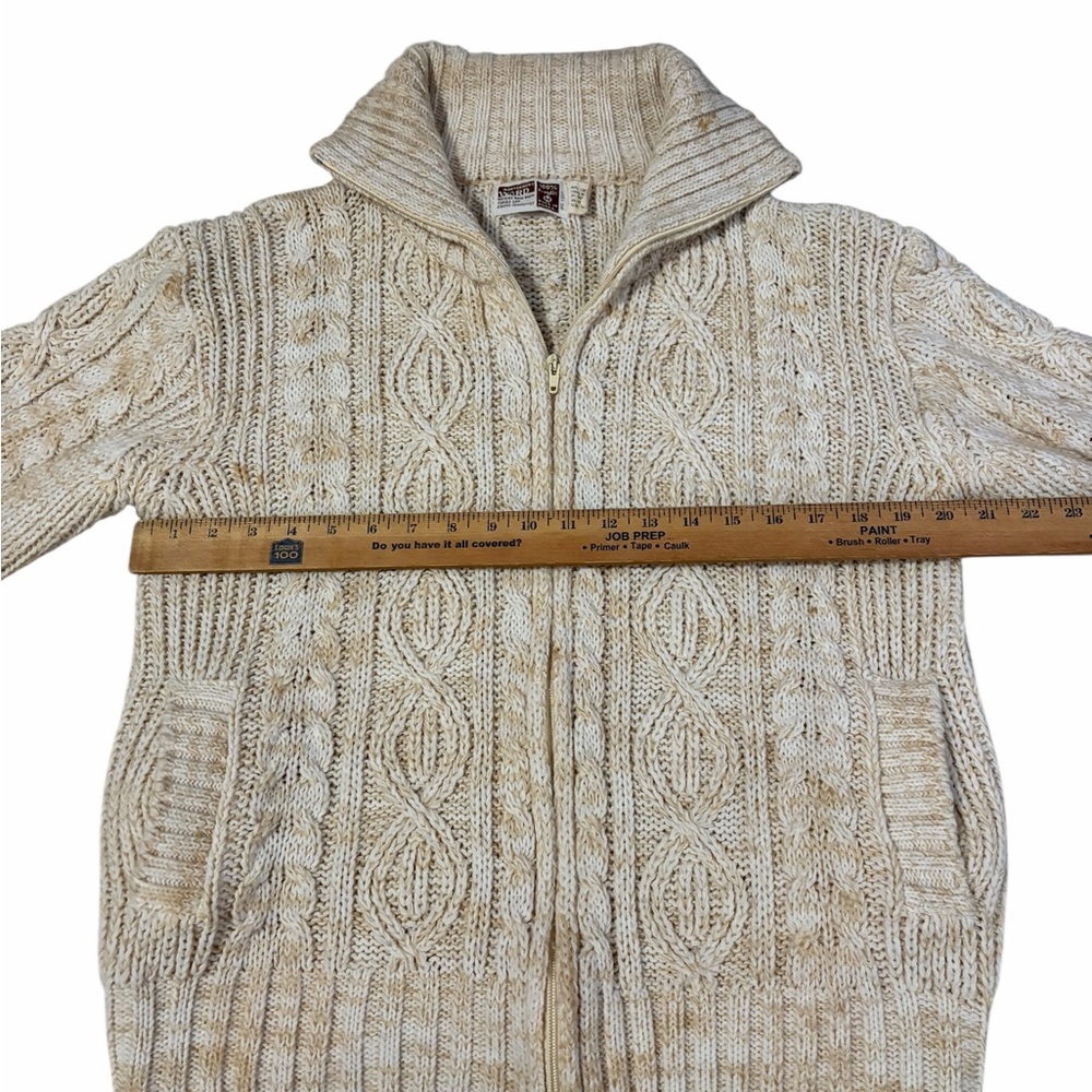 VTG Montgomery Ward Zip Up Sweater Cardigan Womens Medium Chunky Cable Knit 80s - Picture 8 of 8